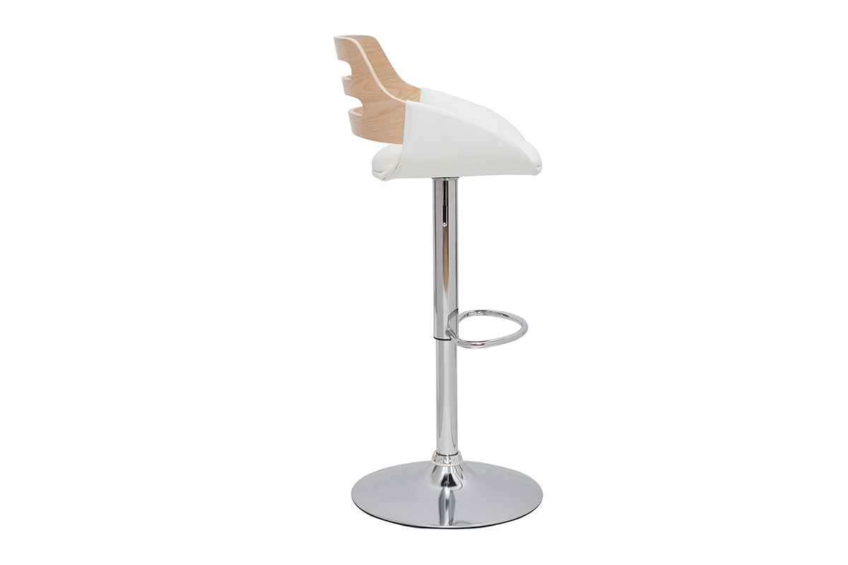 Tabouret de bar relevable design blanc et chne PERNIK