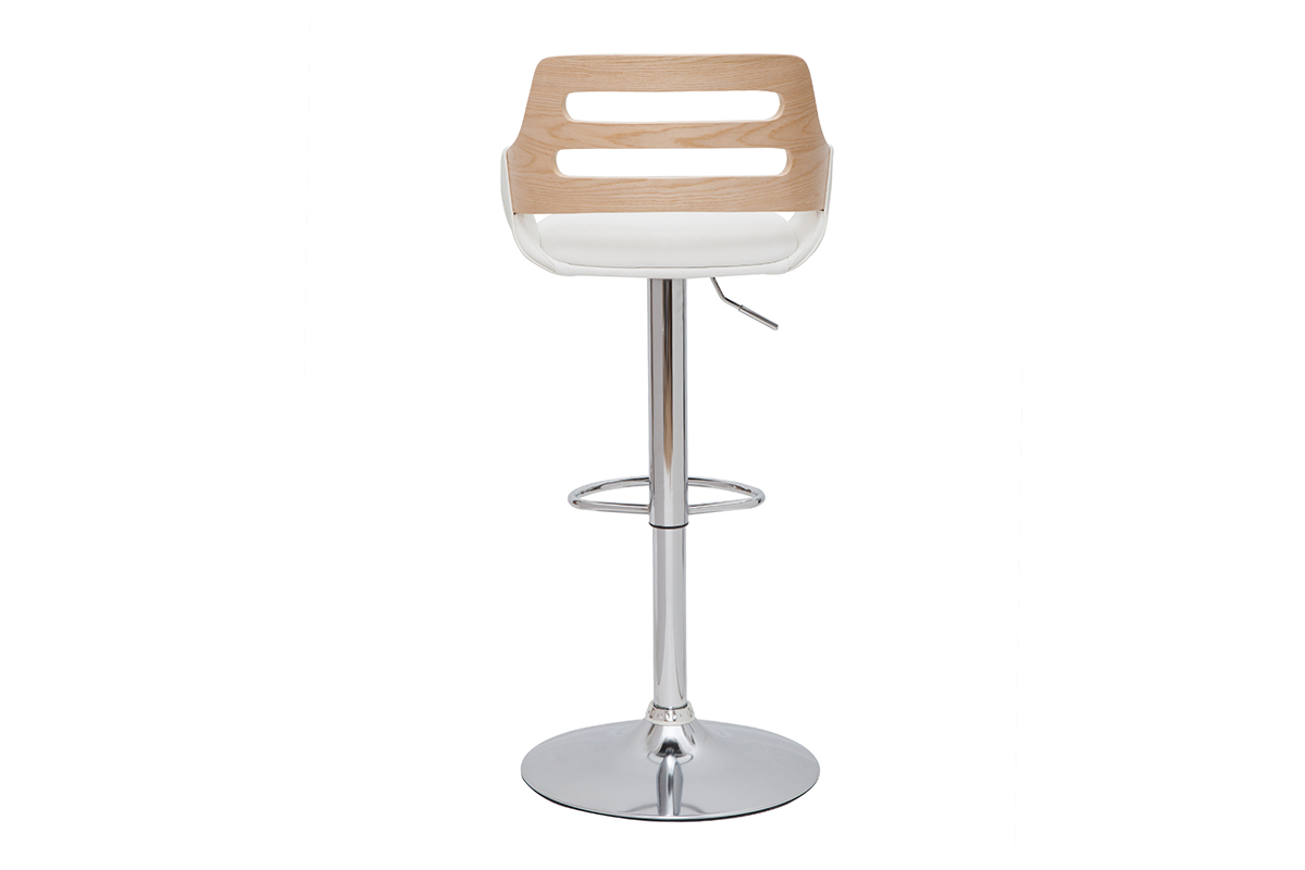 Tabouret de bar relevable design blanc et chne PERNIK