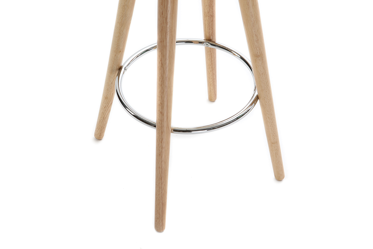 Tabouret de bar scandinave blanc et bois clair 65 cm NORDECO