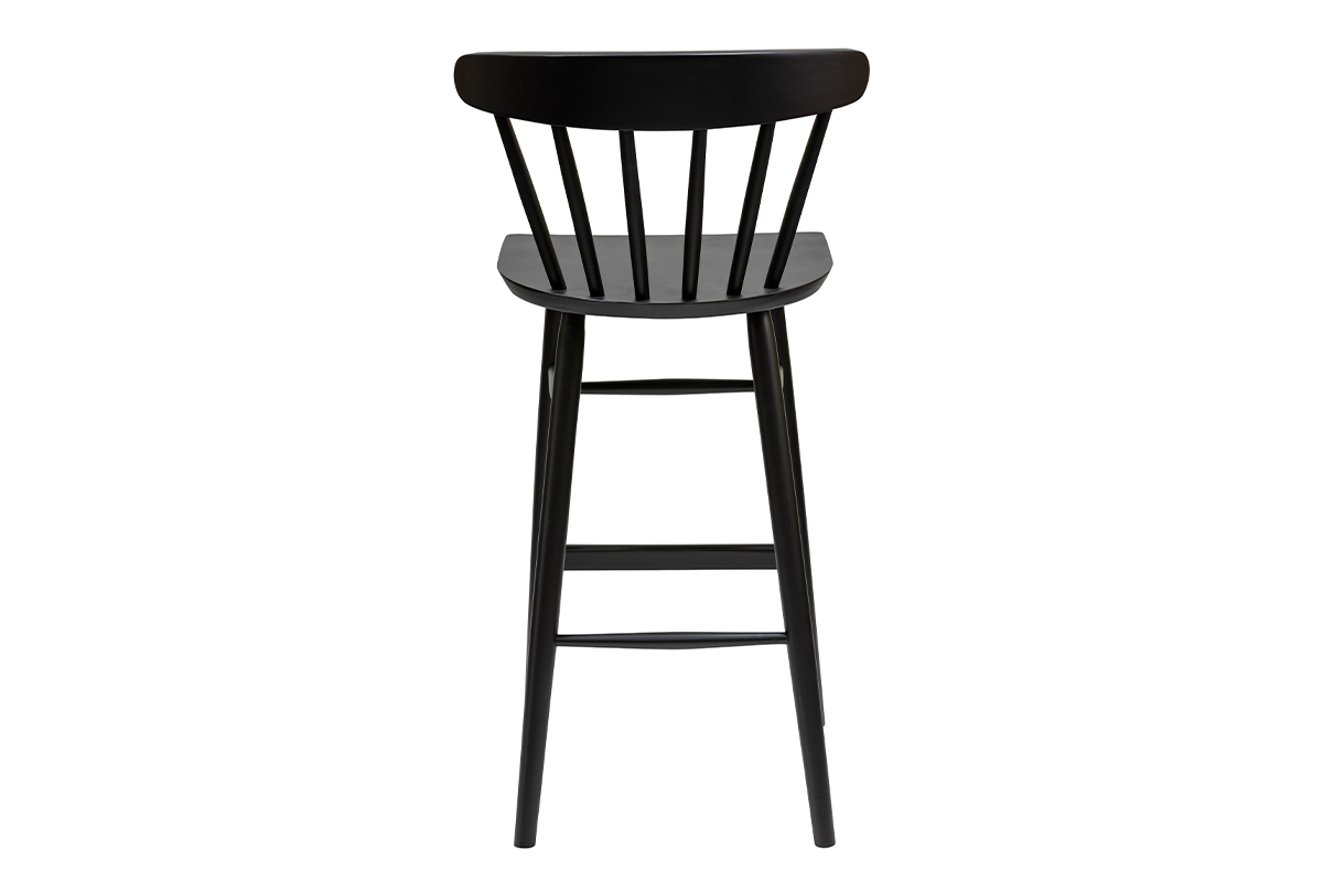 Tabouret de bar vintage  barreaux noir mat H65 cm DARIA