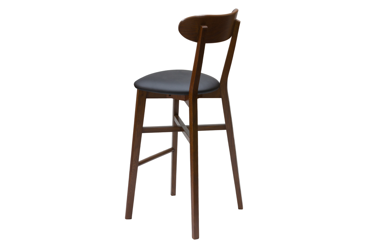 Tabouret de bar vintage noyer et noir H75 cm DOVE