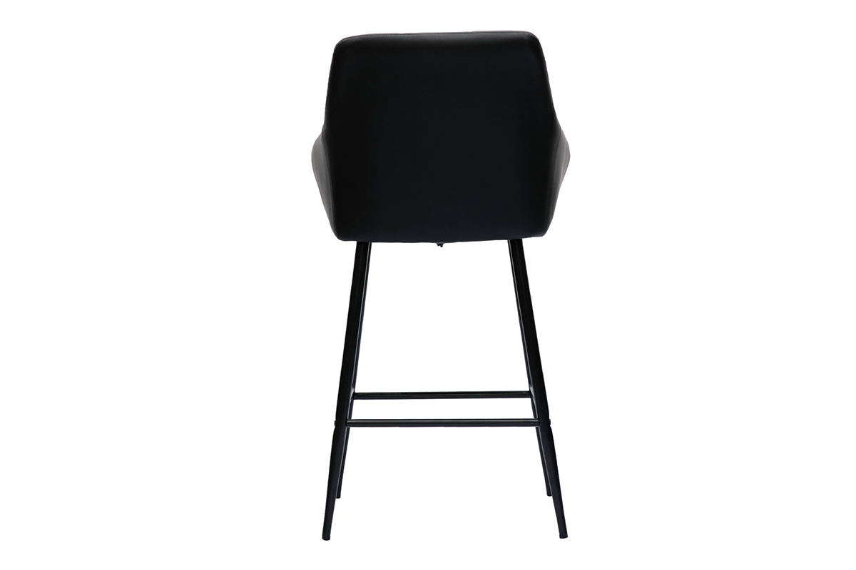 Tabourets de bar avec siges matelasss noirs et mtal noir H65 cm (lot de 2) MONTERO