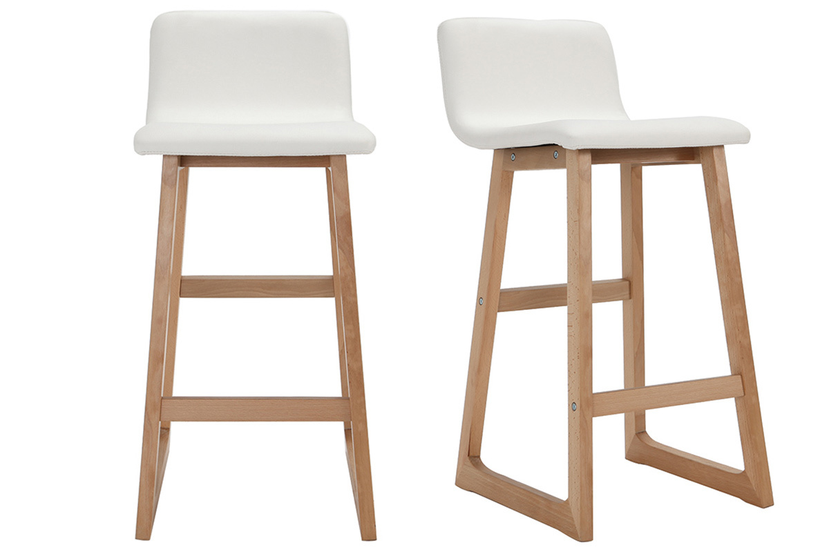 Tabourets de bar bois clair et blanc 65 cm (lot de 2) OSAKA