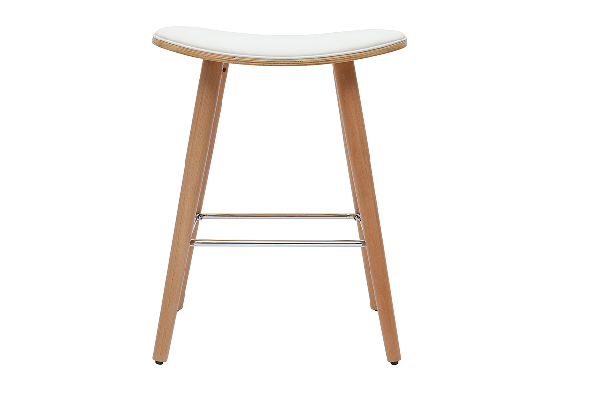 Tabourets de bar bois clair et blanc H65 cm (lot de 2) MEADOW