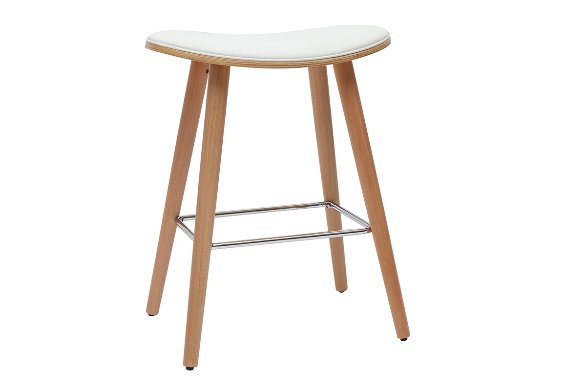 Tabourets de bar bois clair et blanc H65 cm (lot de 2) MEADOW