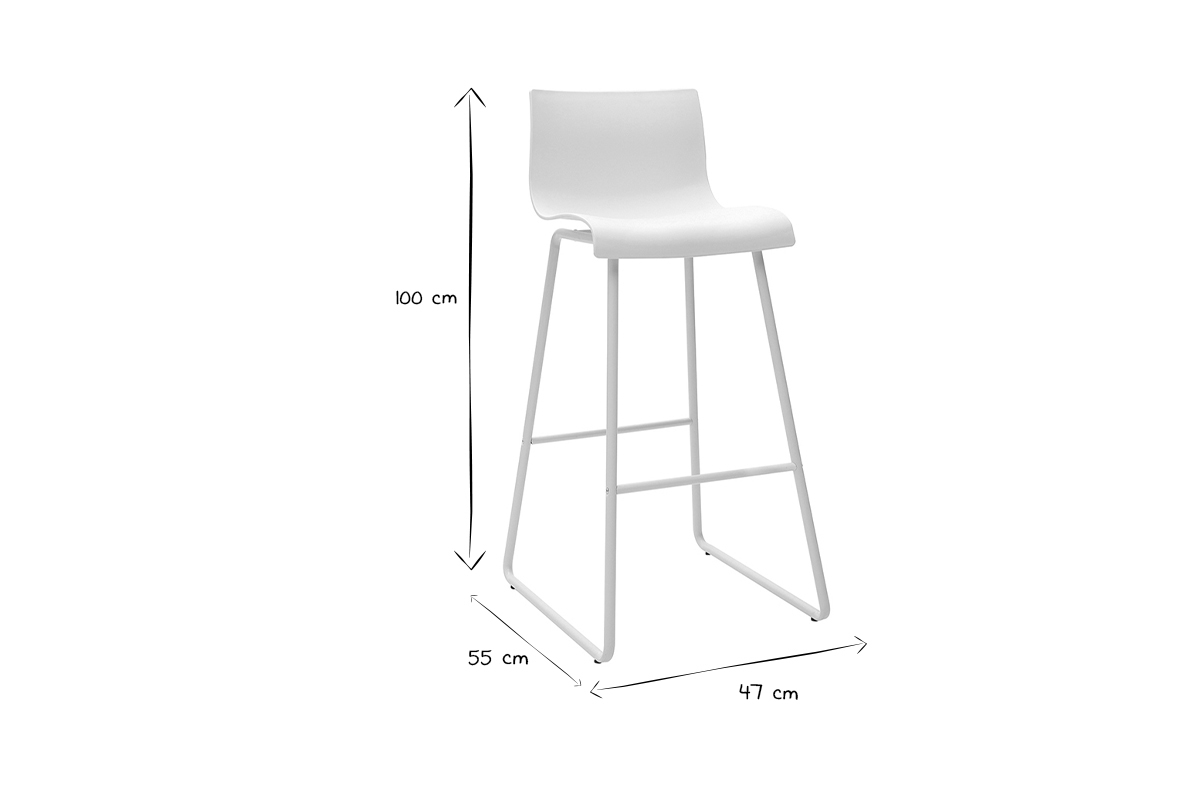 Tabourets de bar design blanc 76 cm (lot de 2) ONA