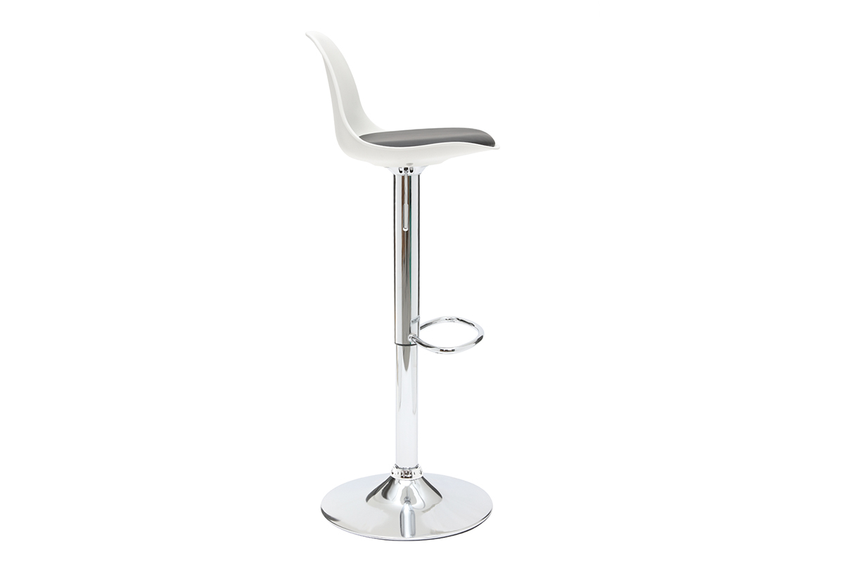 Tabourets de bar design blanc et noir (lot de 2) STEEVY