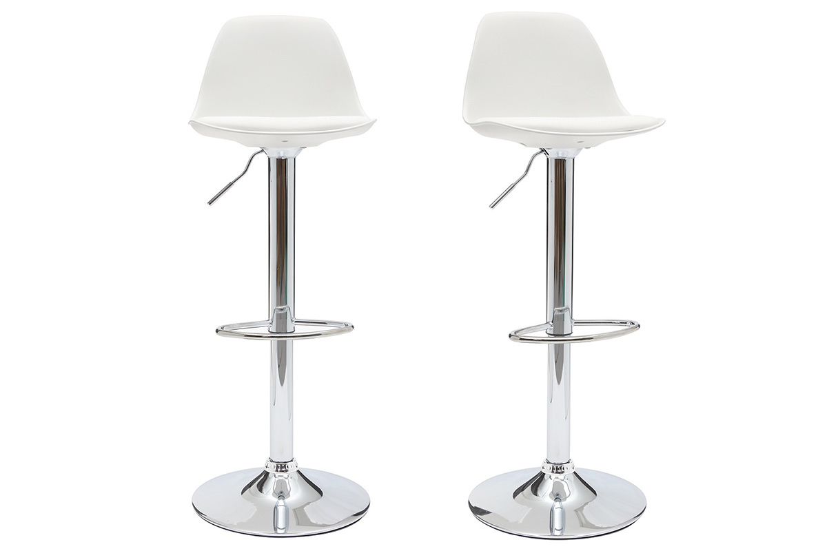 Tabourets de bar design blancs (lot de 2) STEEVY