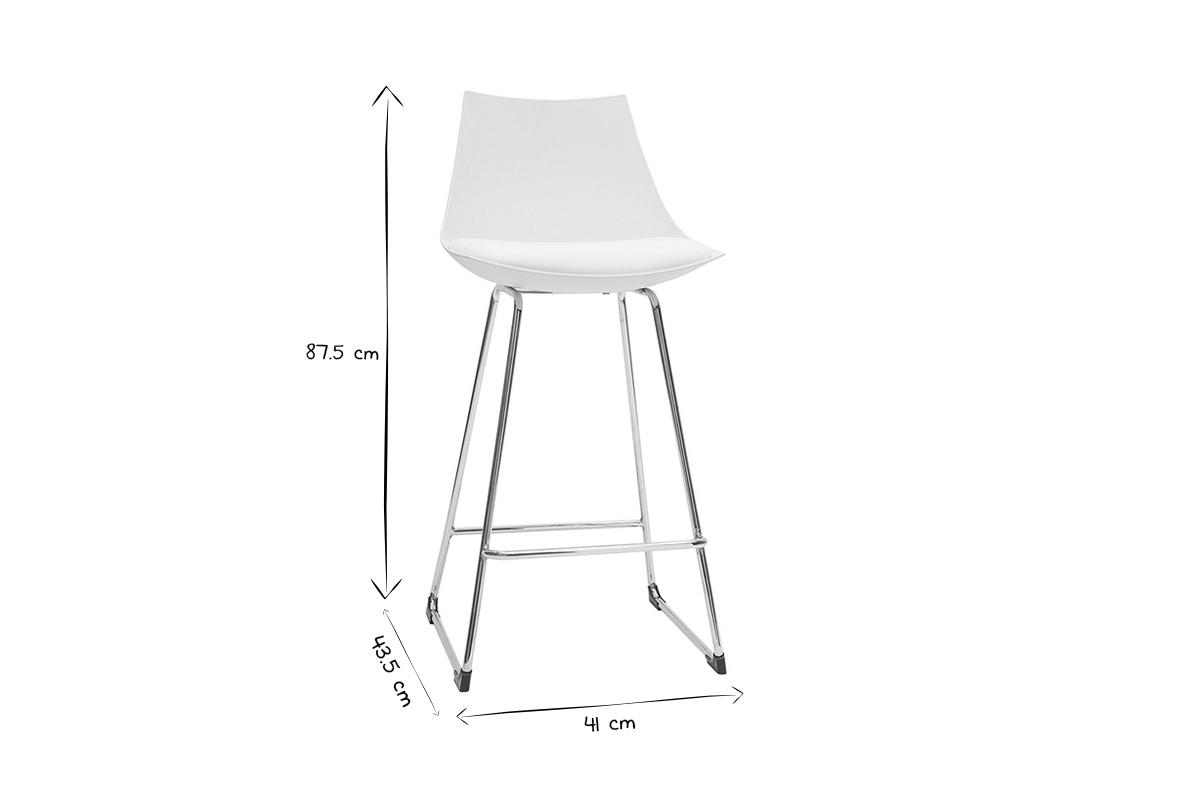 Tabourets de bar design blancs 65 cm (lot de 2) JUNE