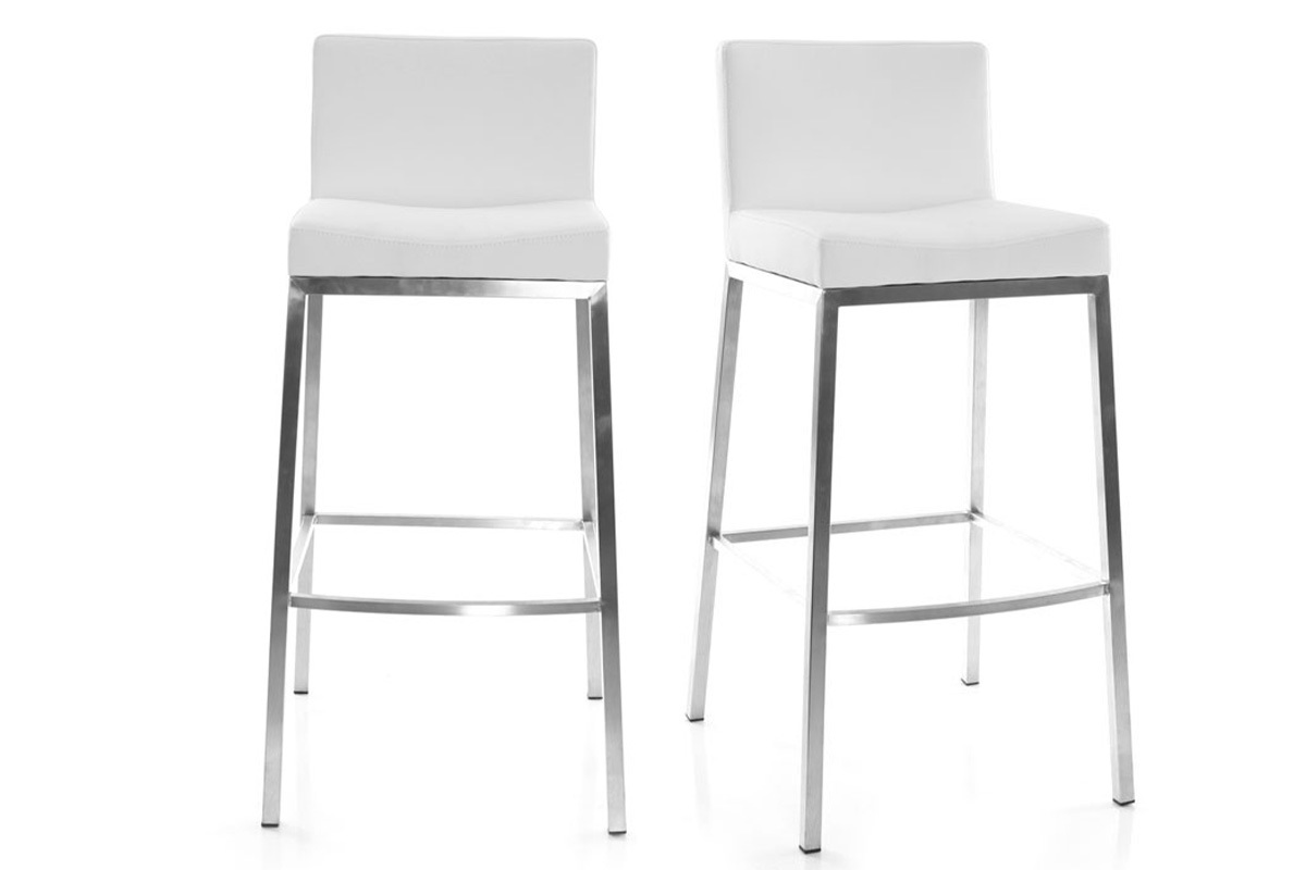 Tabourets de bar design blancs 76 cm EPSILON (lot de 2)