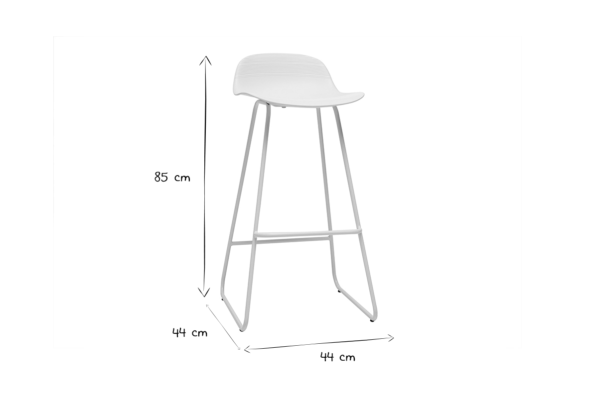 Tabourets de bar design blancs H70 cm (lot de 2) ELLA