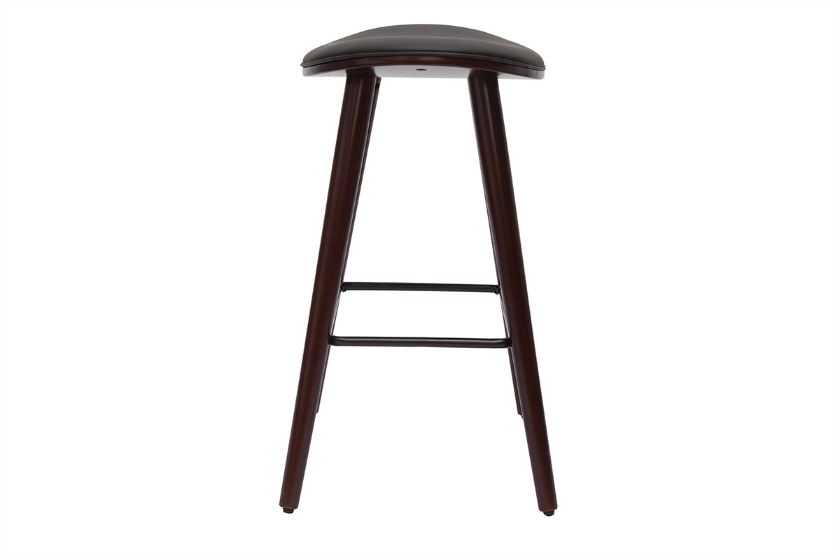 Tabourets de bar design bois fonc noyer et noir H65 cm (lot de 2) MEADOW