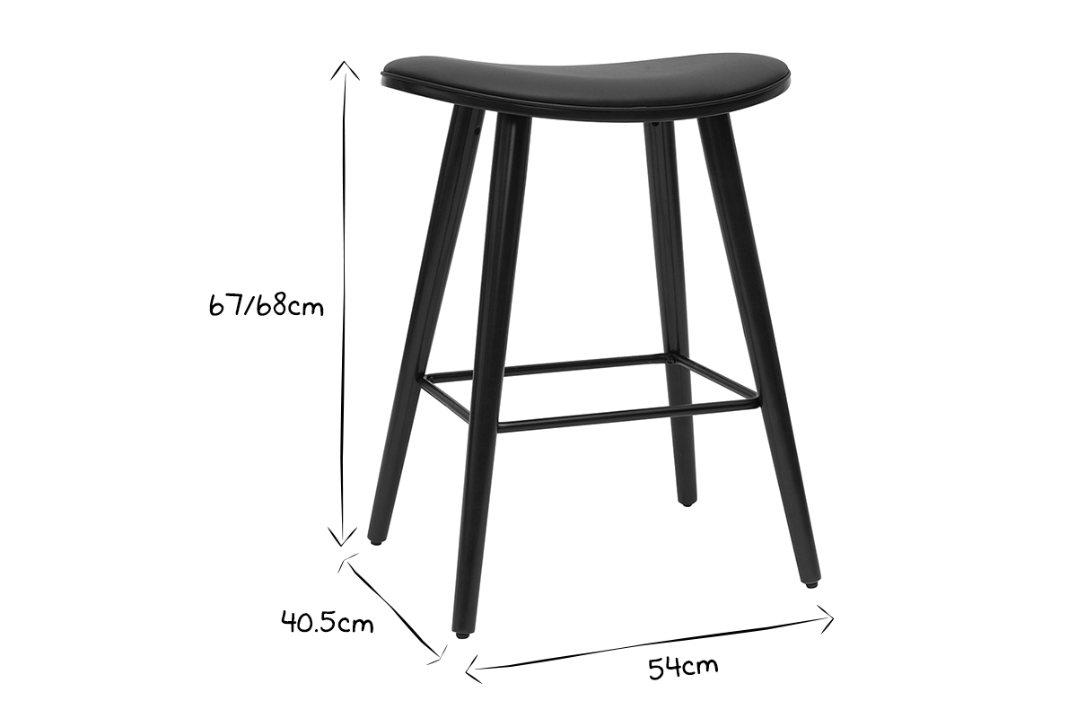 Tabourets de bar design bois fonc noyer et noir H65 cm (lot de 2) MEADOW