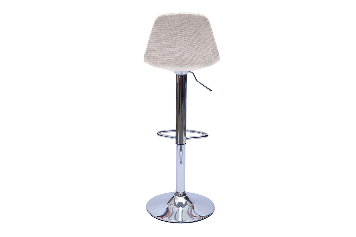 Tabourets de bar design en tissu effet velours textur beige (lot de 2) STEEVY