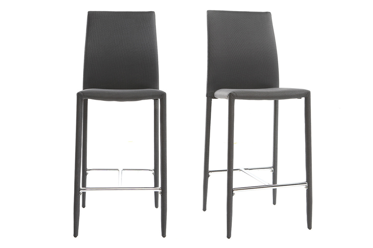 Tabourets de bar design gris anthracite (lot de 2) TALOS