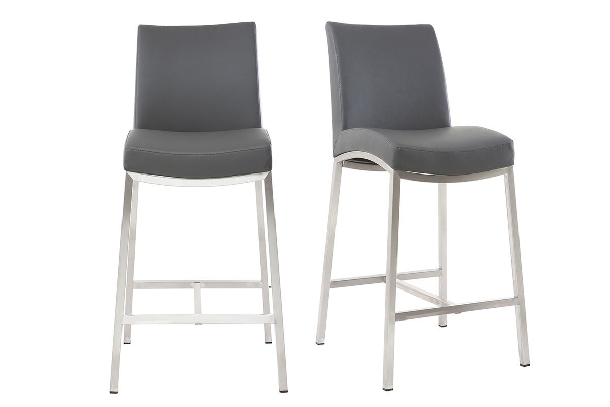 Tabourets de bar design gris fonc H70 cm (lot de 2) OLLY