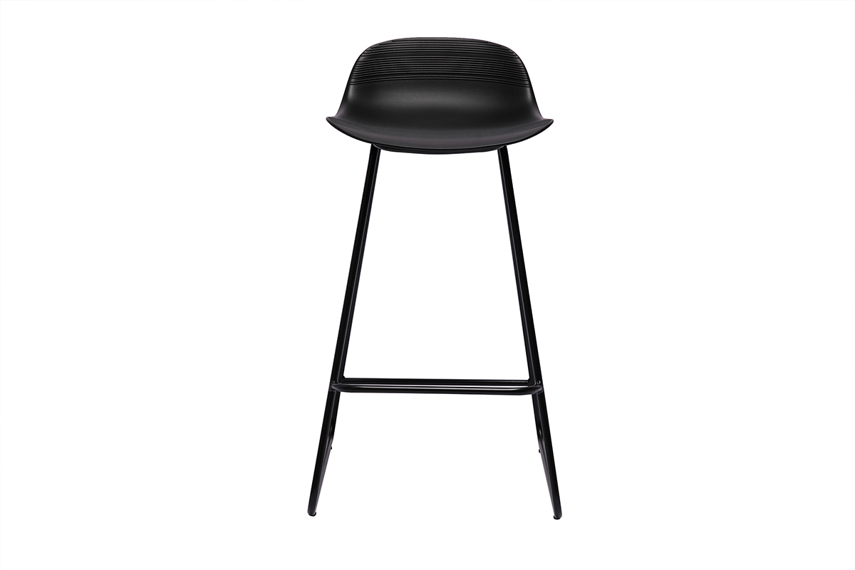 Tabourets de bar design noirs H65 cm (lot de 2) ELLA