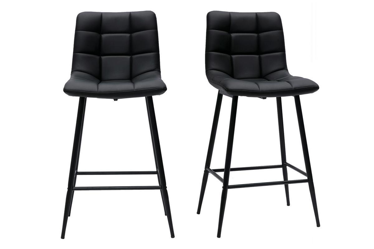 Tabourets de bar design noirs H65 cm (lot de 2) MAXWELL