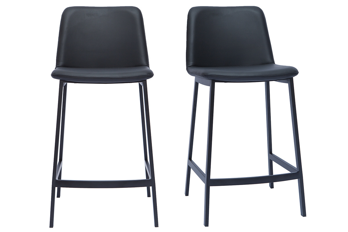 Tabourets de bar design noirs H66 cm (lot de 2) ARSENE