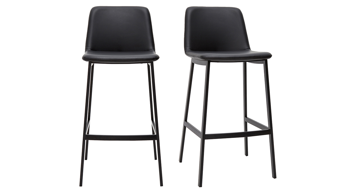 Tabourets de bar design noirs H75 cm (lot de 2) ARSENE