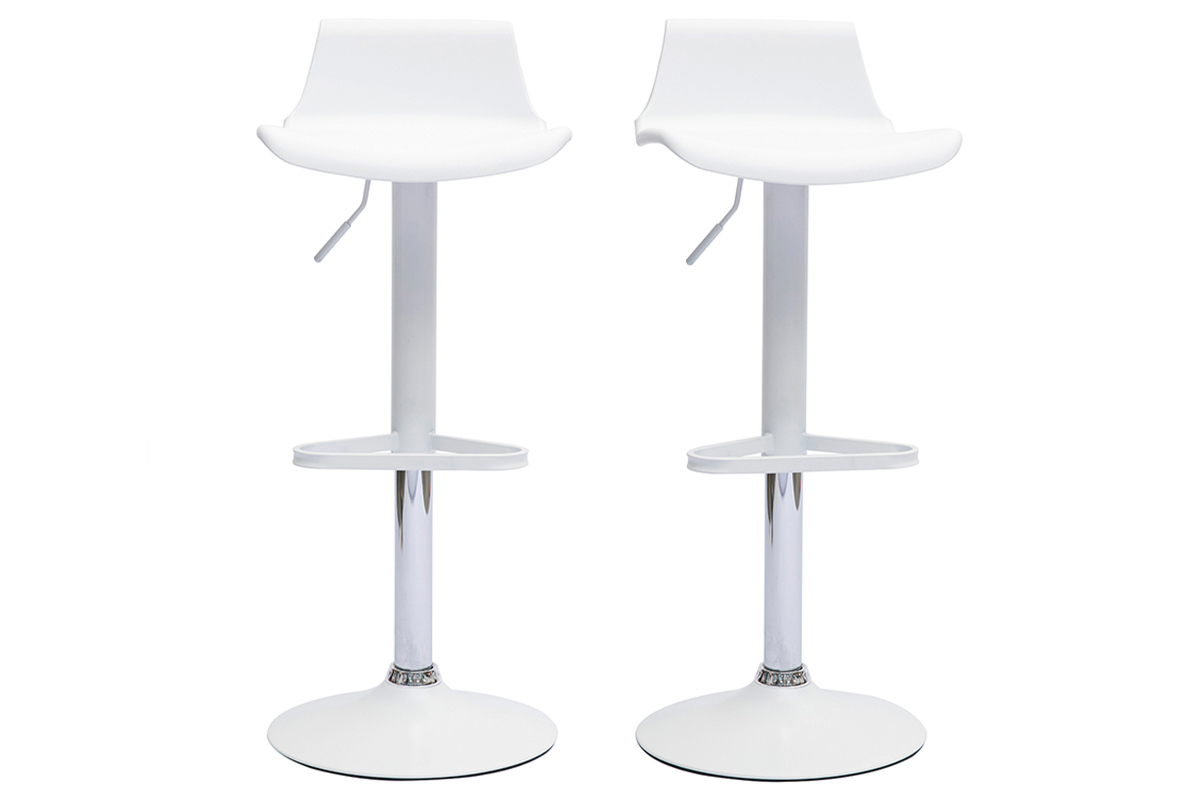 Tabourets de bar design rglables blancs 360 (lot de 2) KRONOS