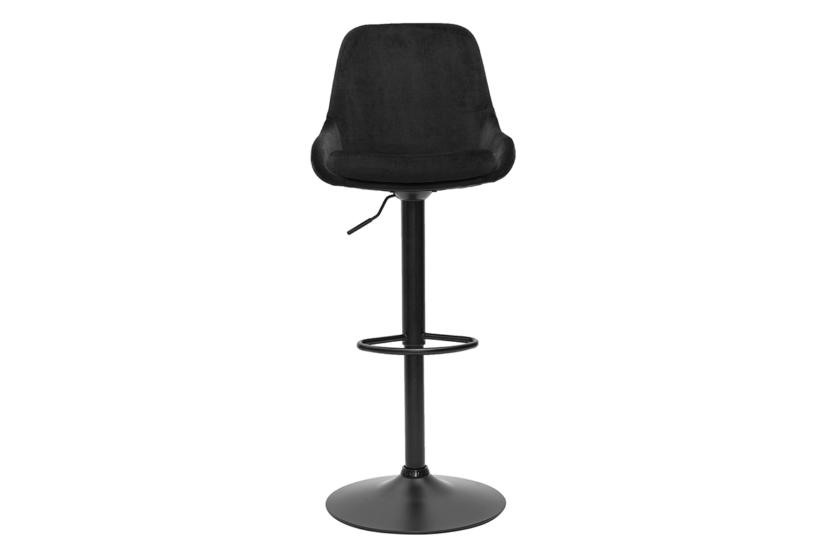 Tabourets de bar design rglables en tissu velours noir et mtal noir 360 (lot de 2) HOLO