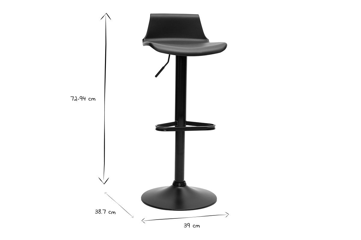 Tabourets de bar design rglables noirs 360 (lot de 2) KRONOS