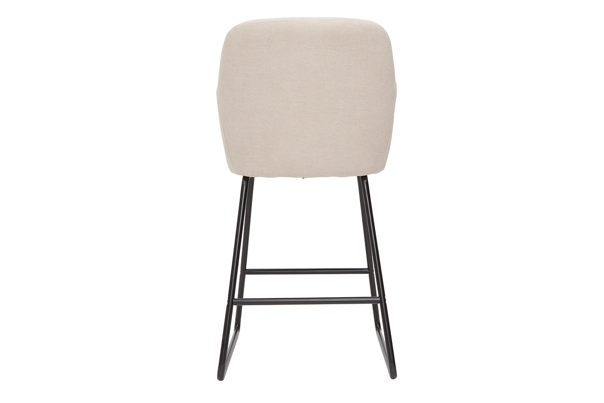 Tabourets de bar en tissu effet velours beige H65 cm (lot de 2) AMIKA