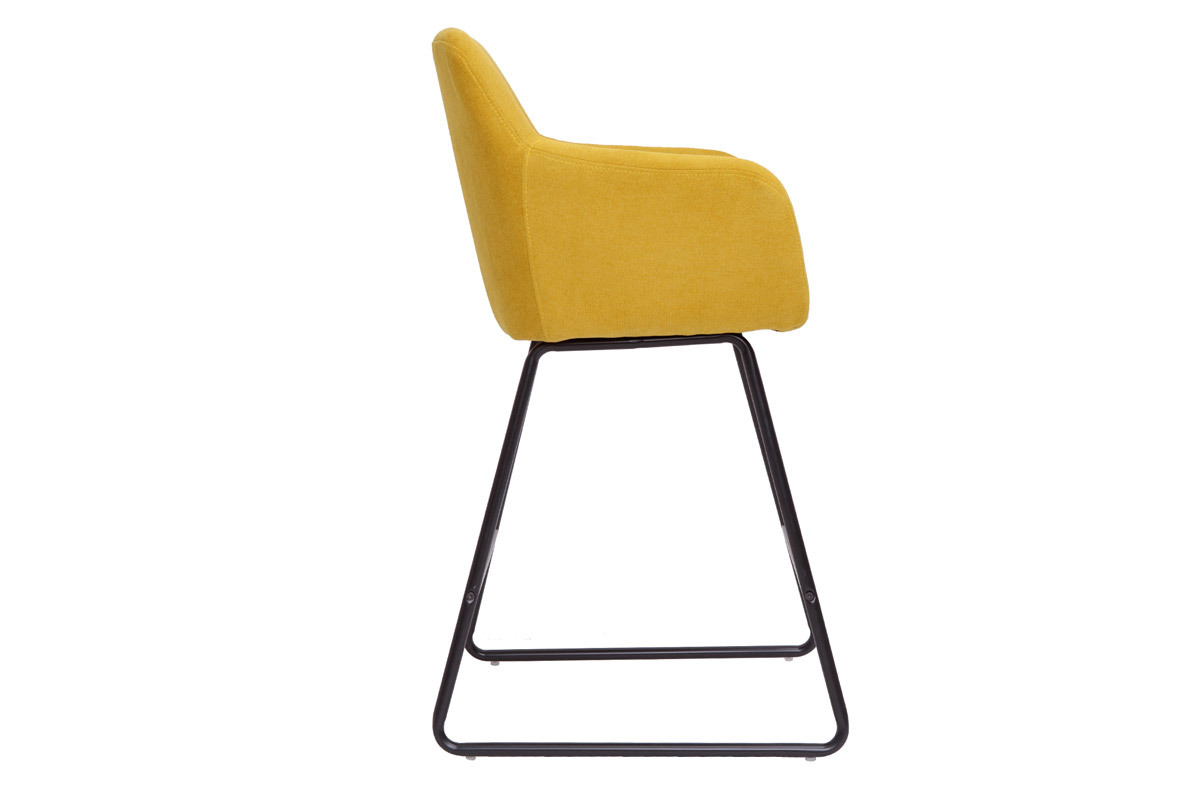 Tabourets de bar en tissu effet velours jaune moutarde H65 cm (lot de 2) AMIKA