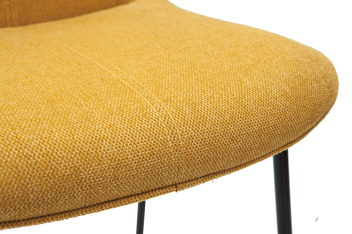 Tabourets de bar en tissu effet velours textur jaune moutarde et mtal H65 cm (lot de 2) BOOST