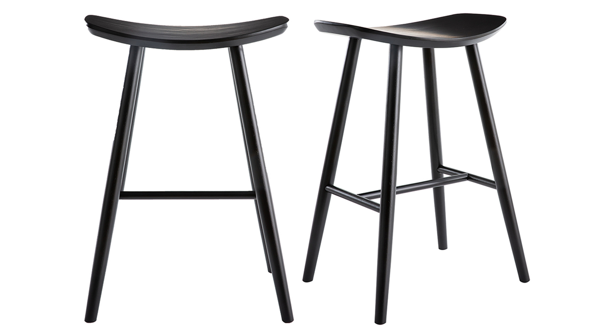 Tabourets de bar noirs H65 cm (lot de 2) DEMORY