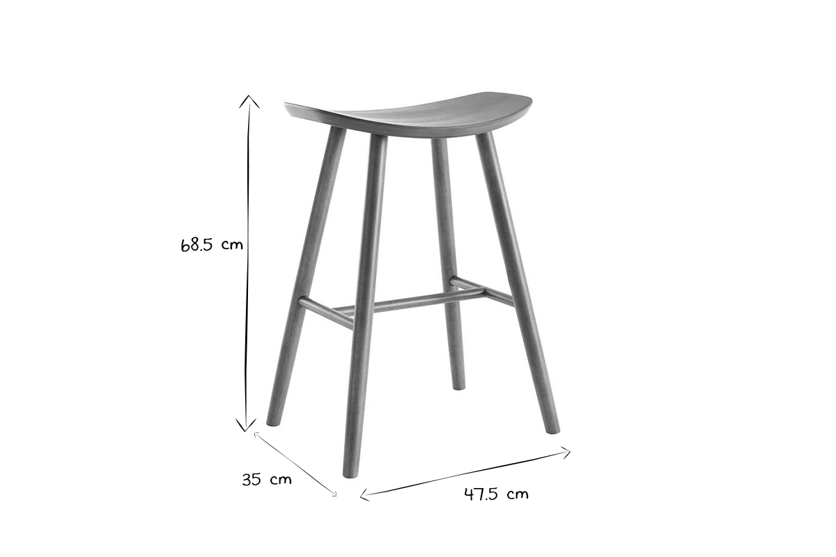 Tabourets de bar noyer H65 cm (lot de 2) DEMORY