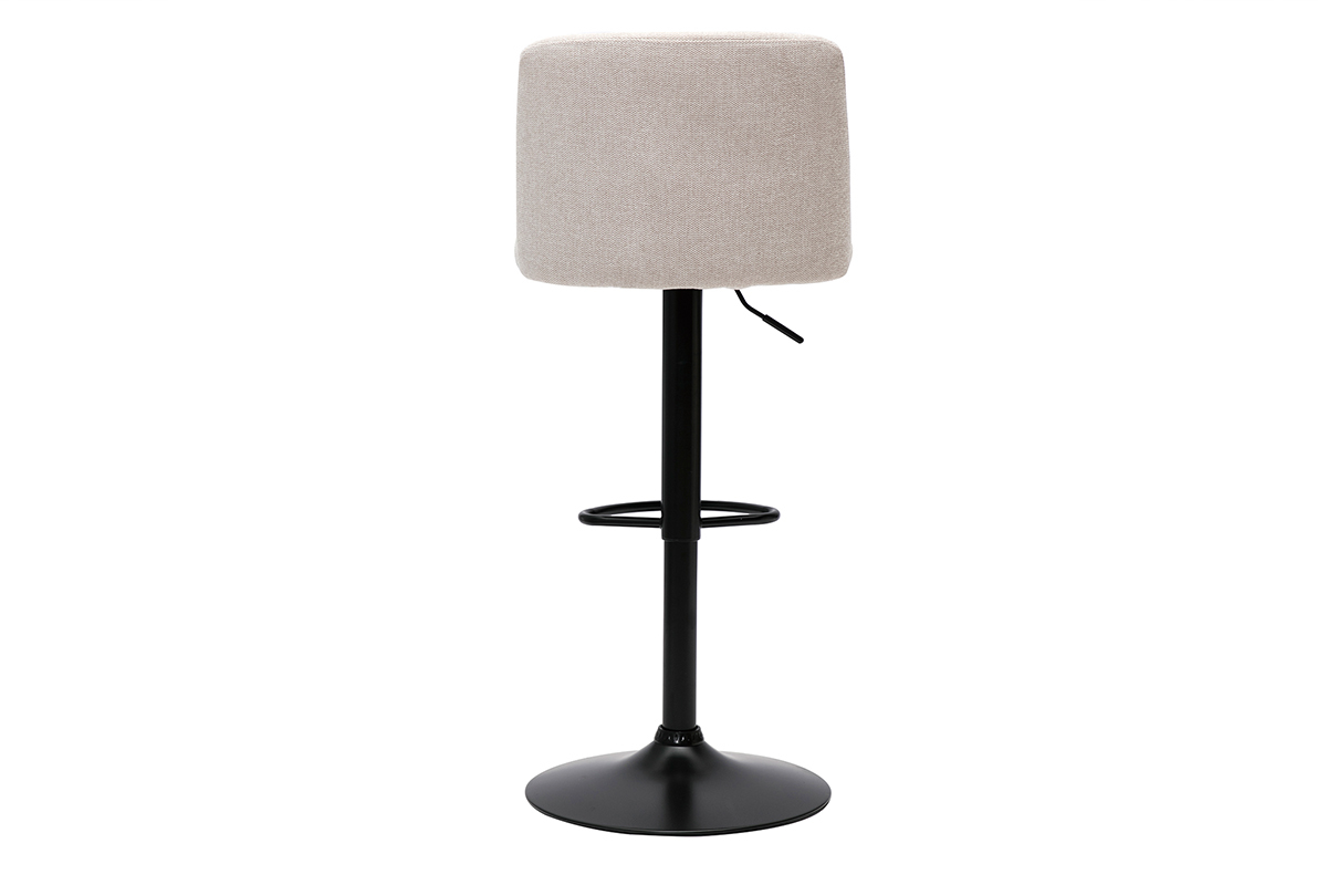 Tabourets de bar rglables en tissu effet velours textur beige et mtal noir (lot de 2) MONTI