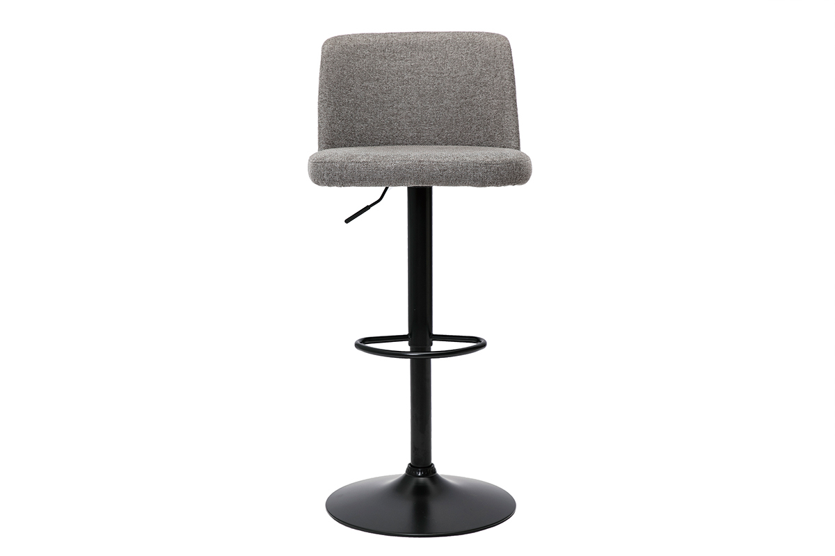 Tabourets de bar rglables en tissu effet velours textur gris et mtal noir (lot de 2) MONTI