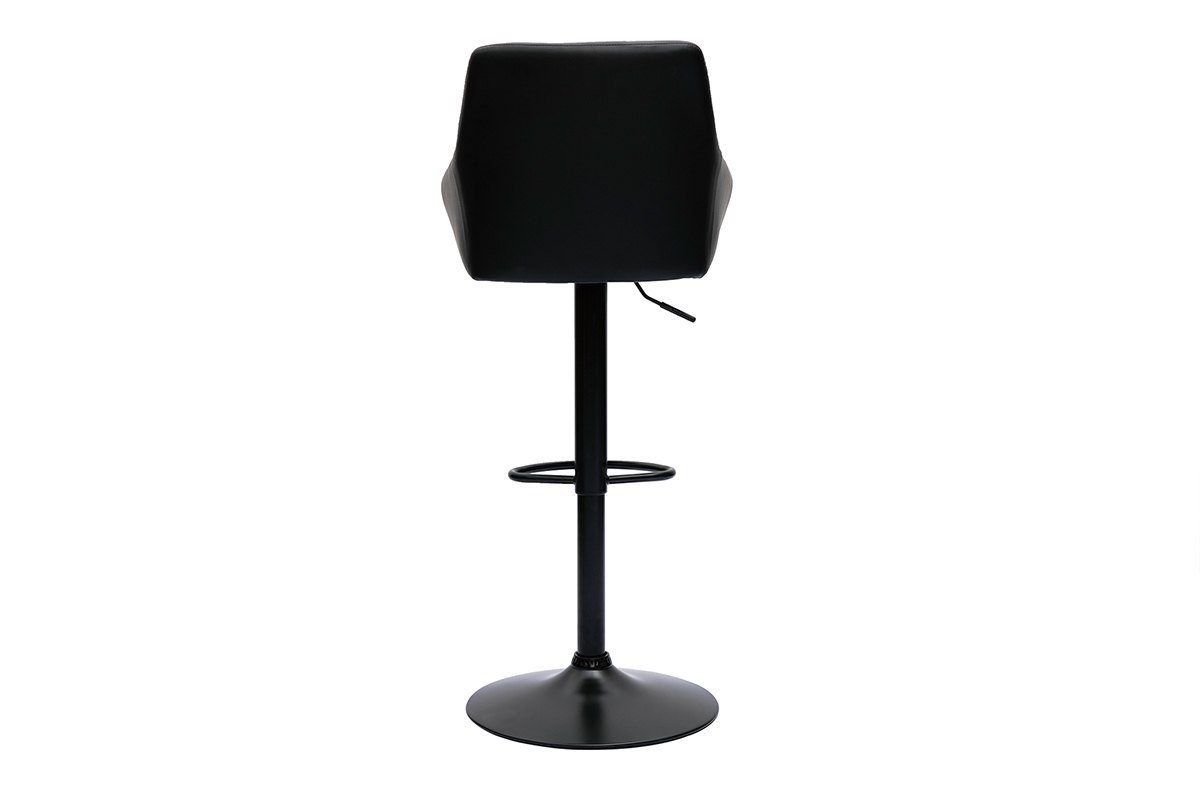 Tabourets de bar rglables matelasss noirs et mtal noir 360 (lot de 2) MONTERO