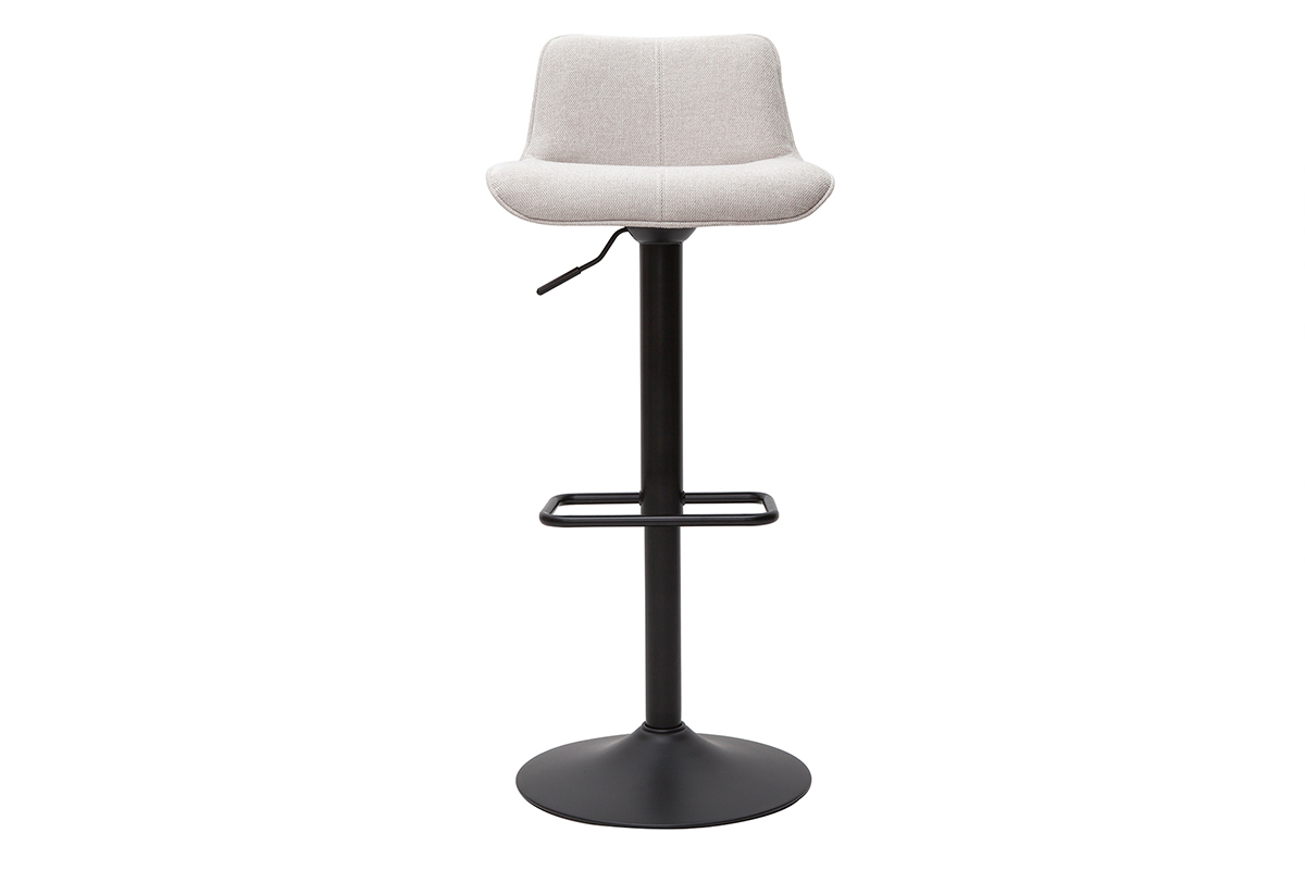 Tabourets de bar rglables pivotants 360 en tissu effet velours textur beige et mtal noir (lot de 2) BOOST