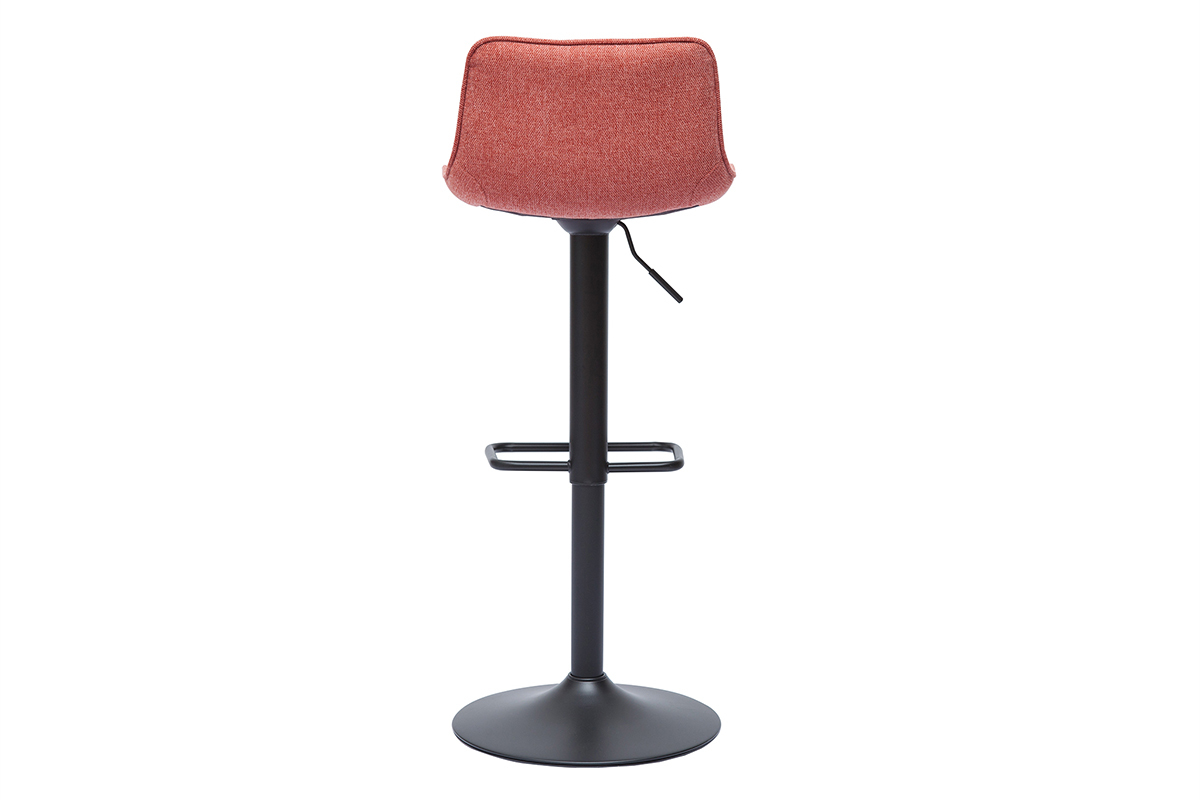 Tabourets de bar rglables pivotants 360 en tissu effet velours textur terracotta et mtal noir (lot de 2) BOOST