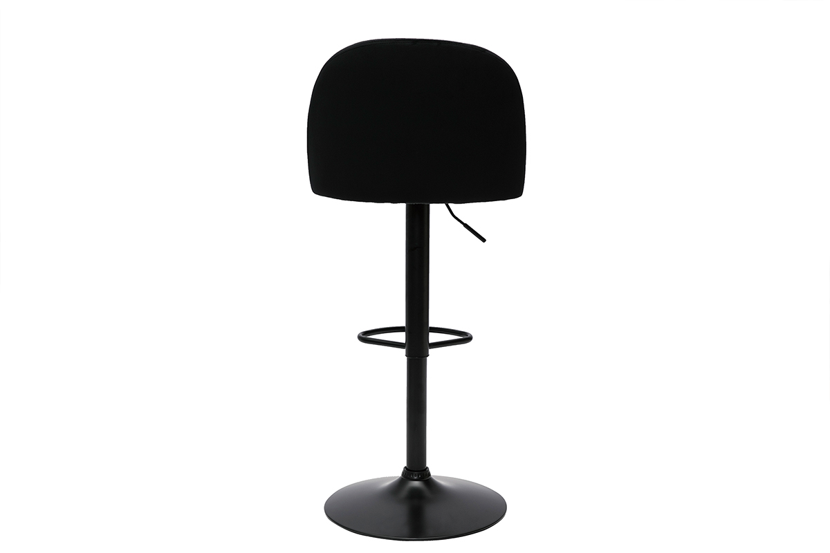 Tabourets de bar rglables velours noir et mtal noir (lot de 2) CELESTE