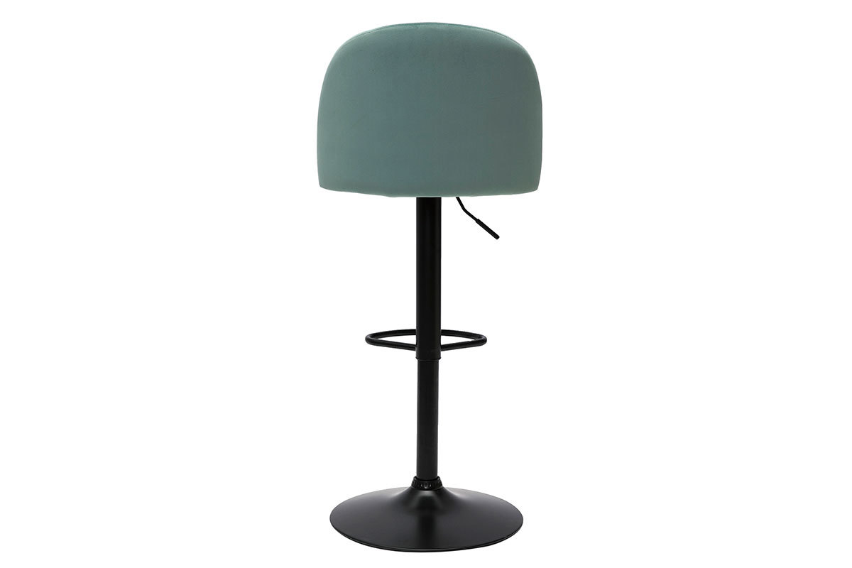 Tabourets de bar rglables velours vert cladon et mtal noir (lot de 2) CELESTE