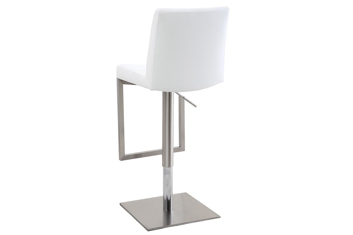 Tabourets de bar relevables blanc et acier chrom (lot de 2) KYLE