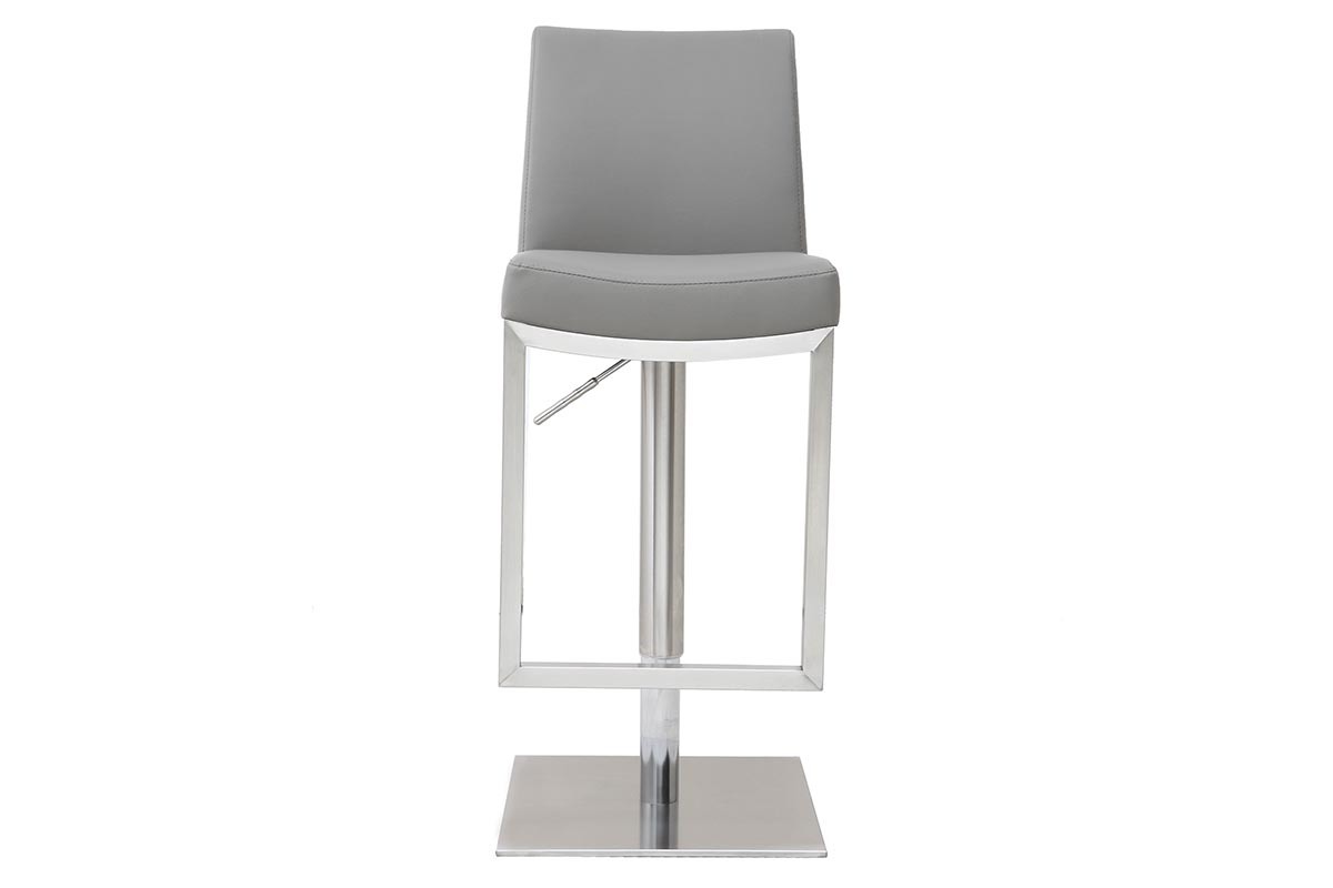 Tabourets de bar relevables gris et acier chrom (lot de 2) KYLE