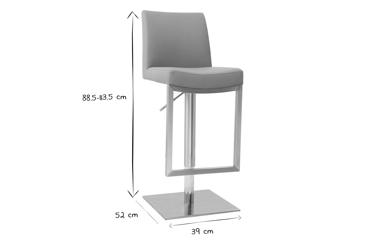 Tabourets de bar relevables gris et acier chrom (lot de 2) KYLE