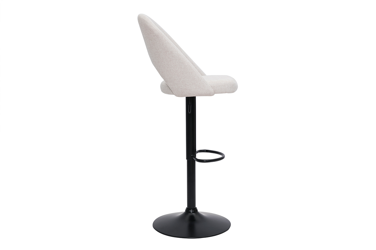 Tabourets de bar relevables tissu effet velours textur beige et mtal noir (lot de 2) COSETTE