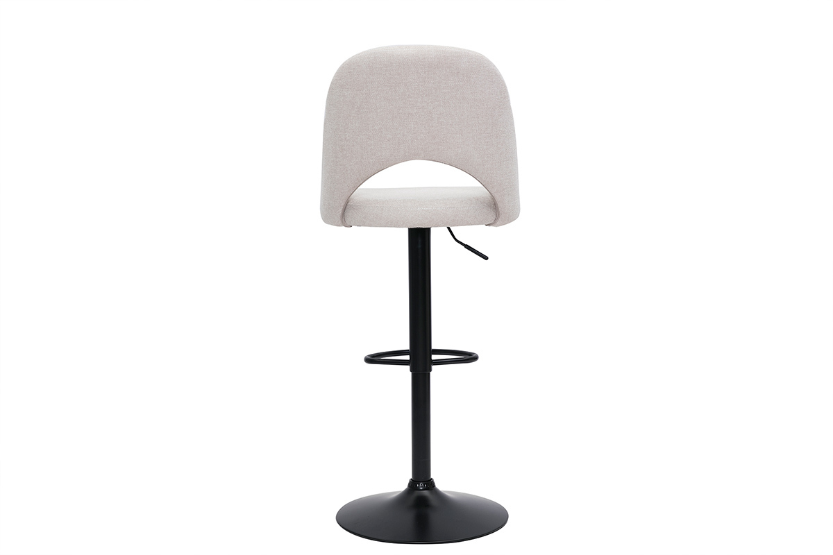 Tabourets de bar relevables tissu effet velours textur beige et mtal noir (lot de 2) COSETTE