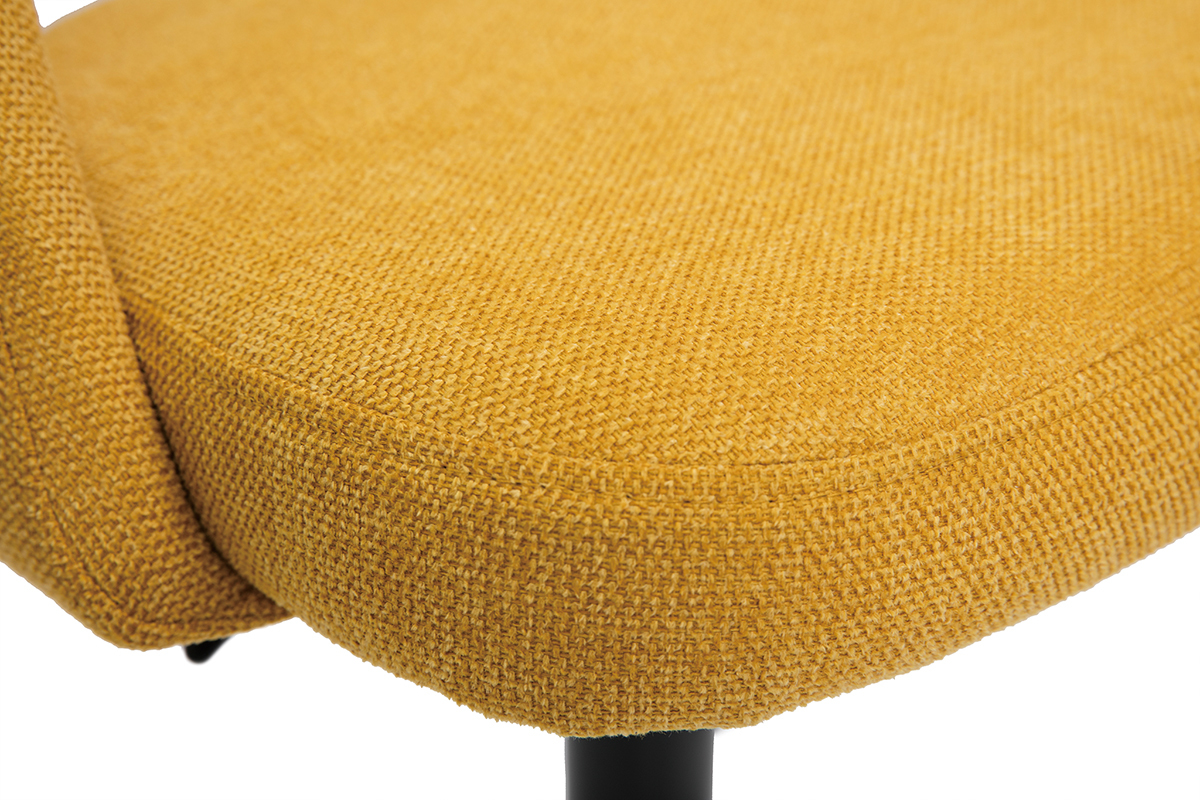 Tabourets de bar relevables tissu effet velours textur jaune moutarde et mtal noir (lot de 2) COSETTE