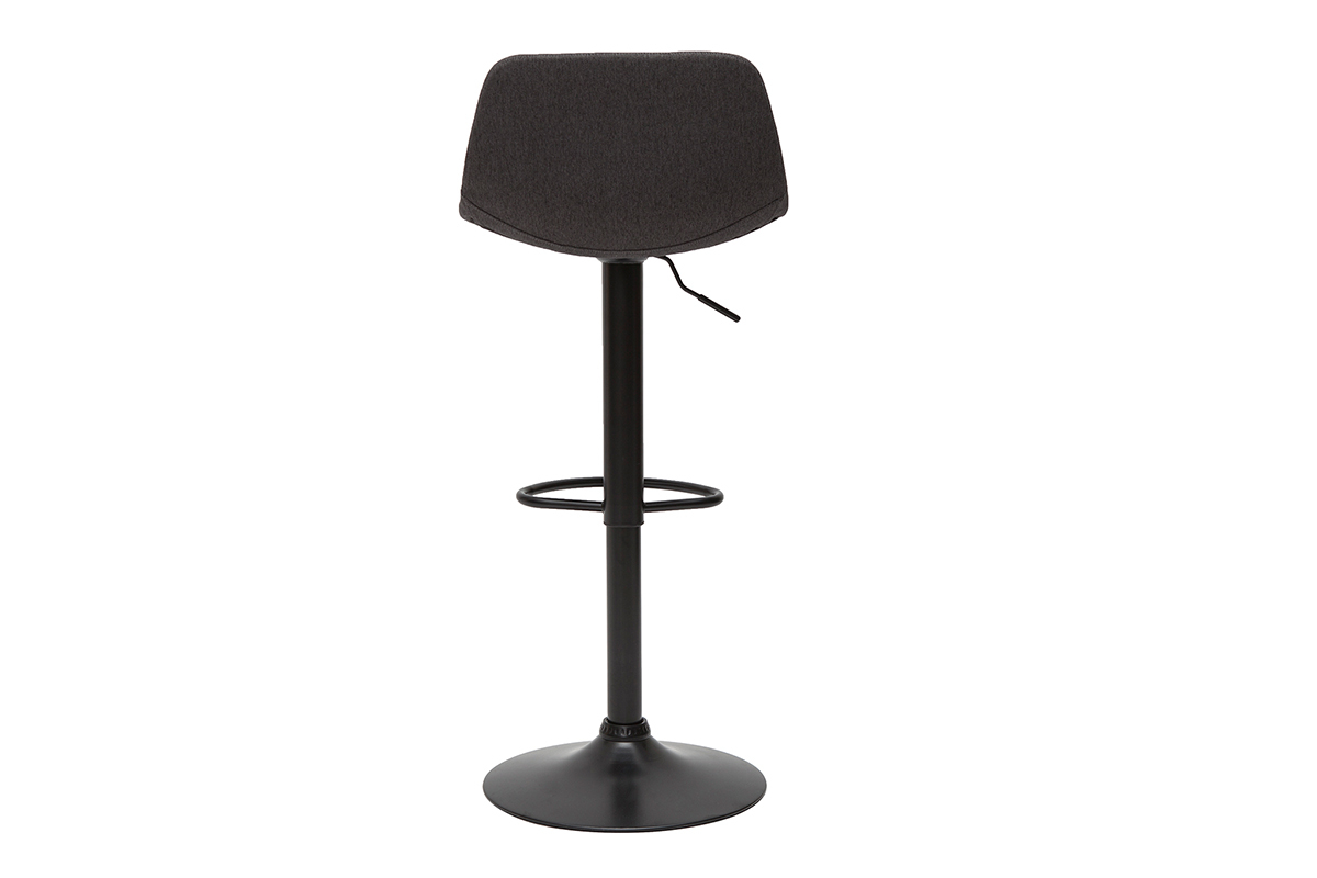 Tabourets de bar relevables tissu gris anthracite et mtal noir (lot de 2) NONIE