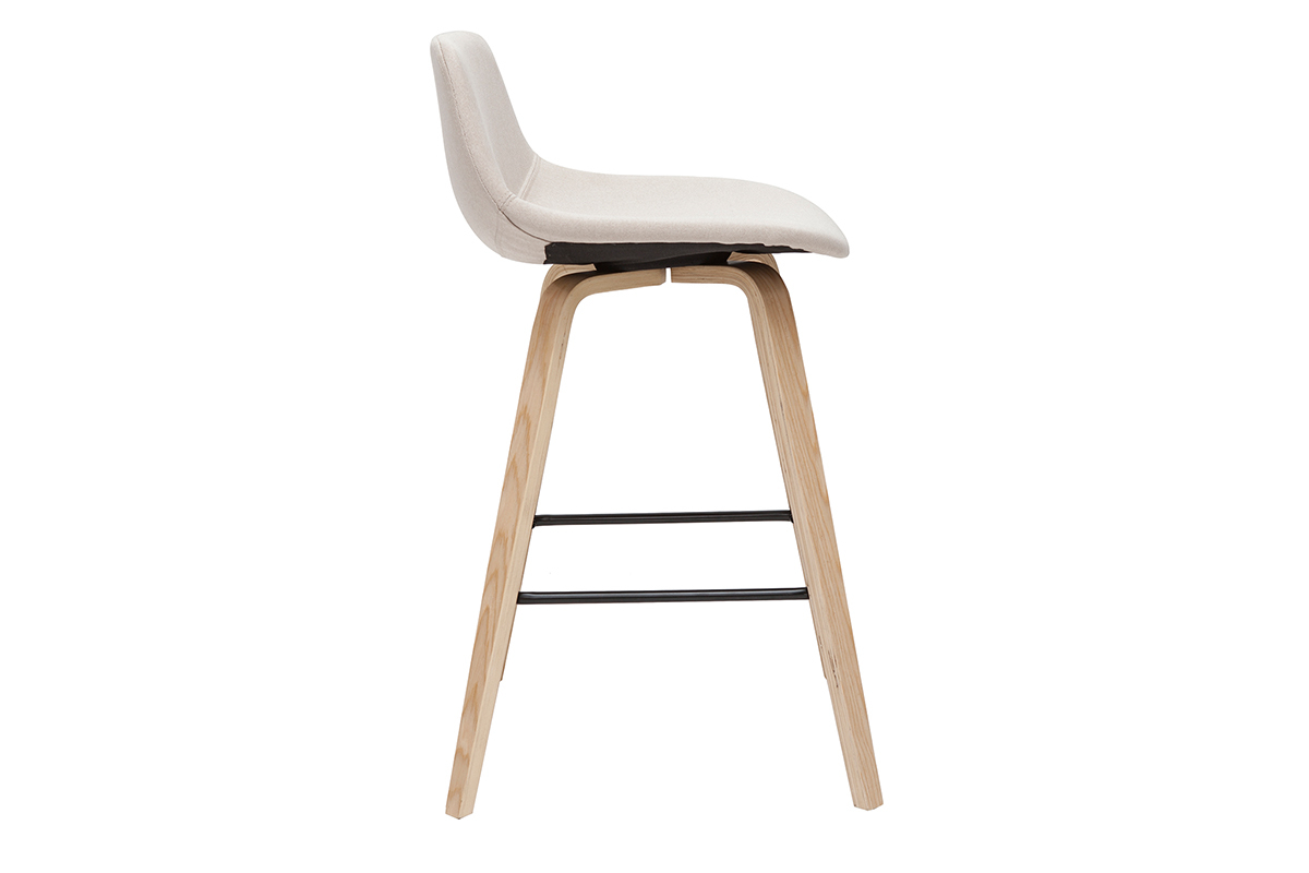 Tabourets de bar scandinaves beige et bois clair H65 cm (lot de 2) NONIE