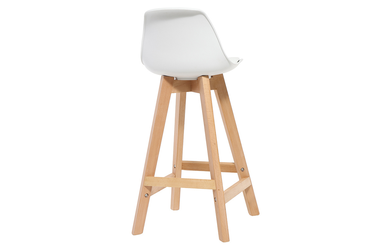 Tabourets de bar scandinaves blanc et bois 65 cm (lot de 2) MINI PAULINE