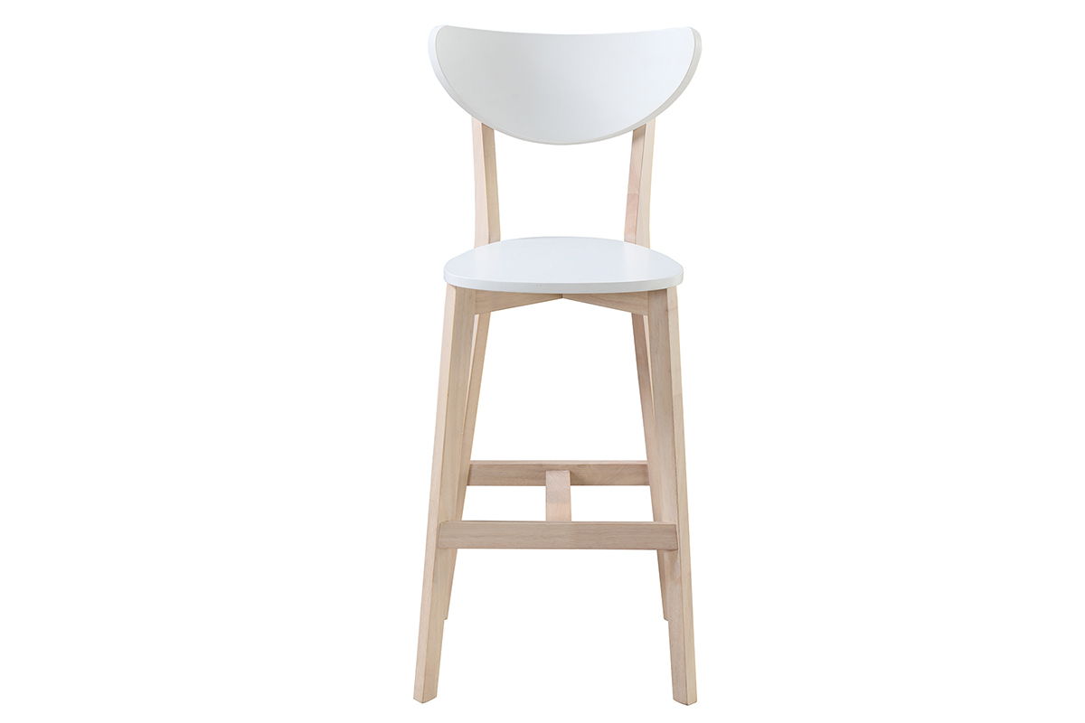 Tabourets de bar scandinaves blanc et bois 75 cm (lot de 2) LEENA