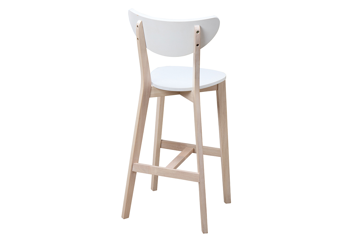 Tabourets de bar scandinaves blanc et bois 75 cm (lot de 2) LEENA